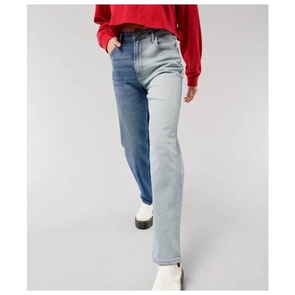 Hollister Denim - Hollister Ultra High-Rise Two-Toned Stacked Vintage Straight Jeans sz 24